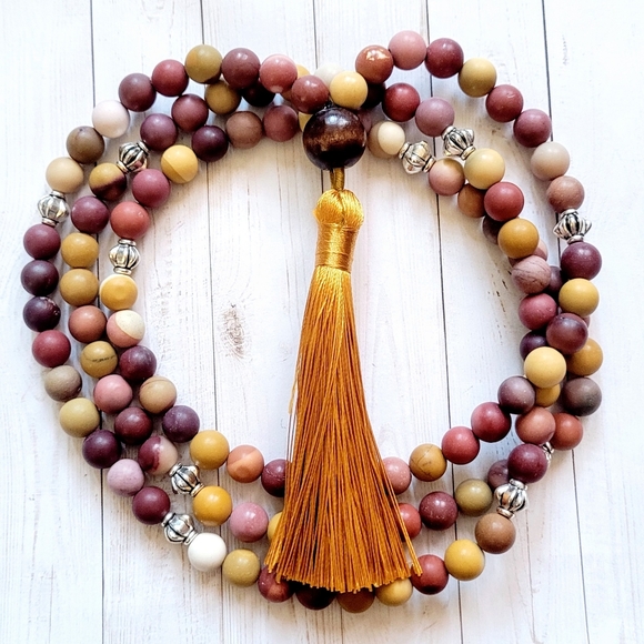 Jewelry - 108 Frosted Mookaite Mala Necklace